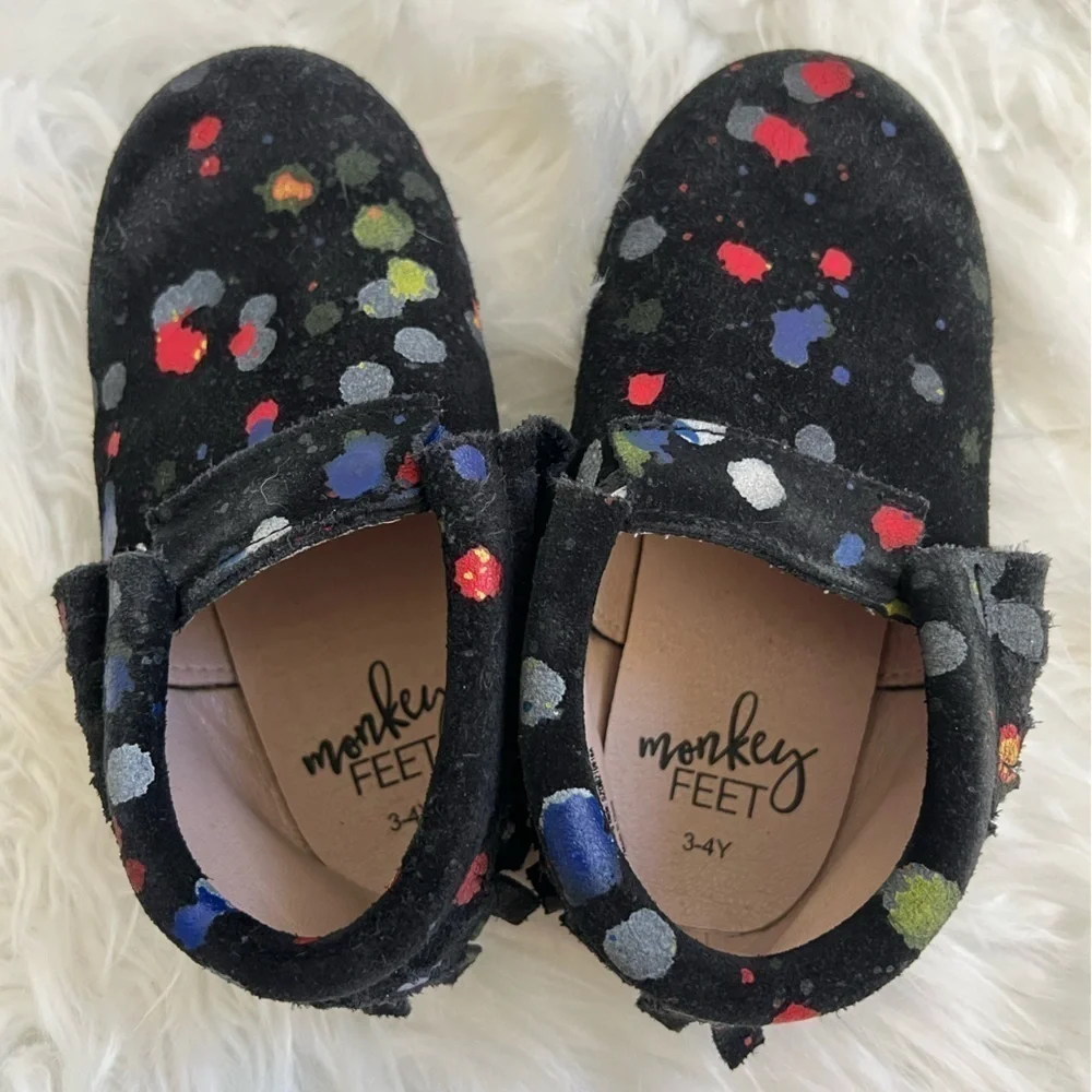 Monkey Feet Paint Splatter Moccasins